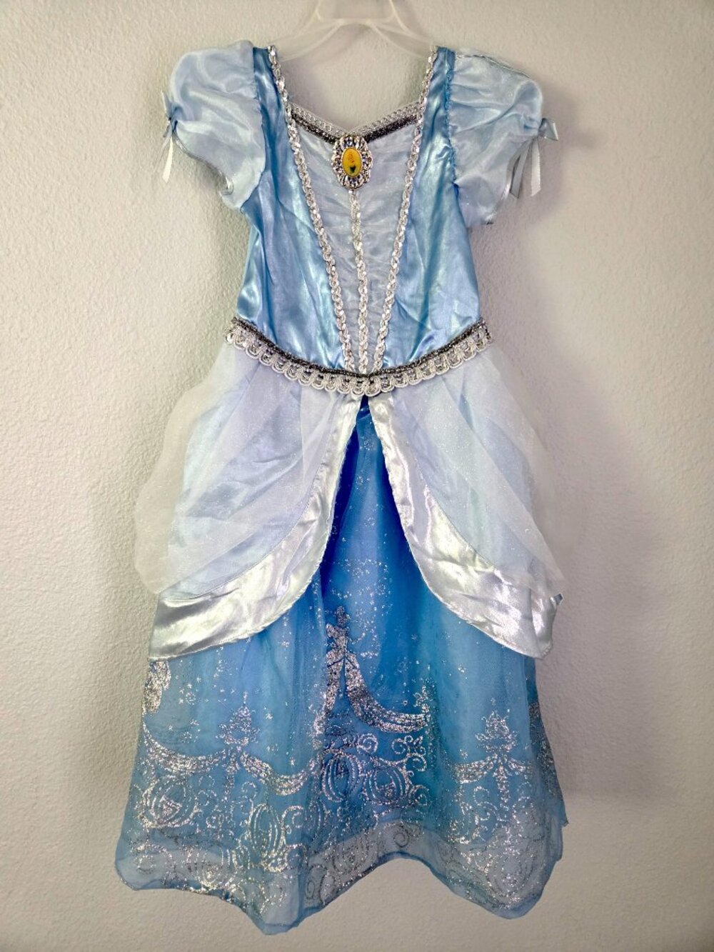 Disney Store Cinderella Princess Costume Dress Blue Sparkle Girls Size S 5/6